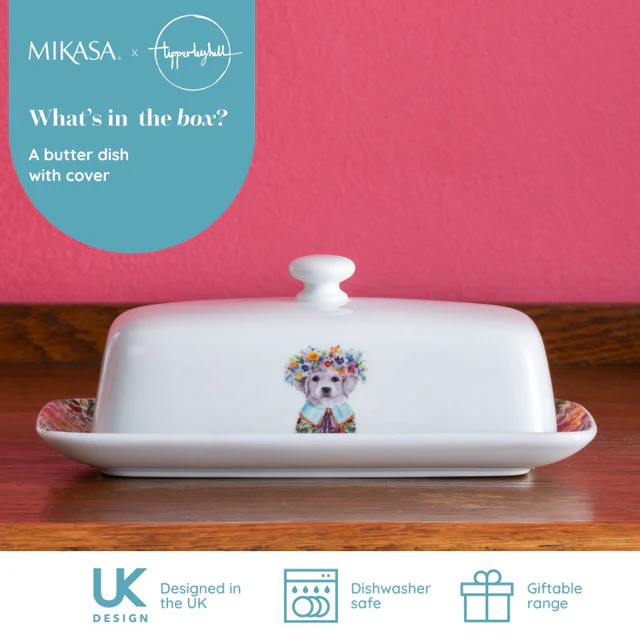 Mikasa Tipperleyhill Porcelain Puppy Butter Dish - Image 5
